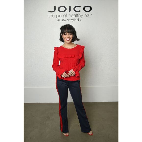 Kate Spade | Wool Blend Ruffle Yoke Bobble Sweater | Charm Red | Women’s Small - Picture 1 of 14